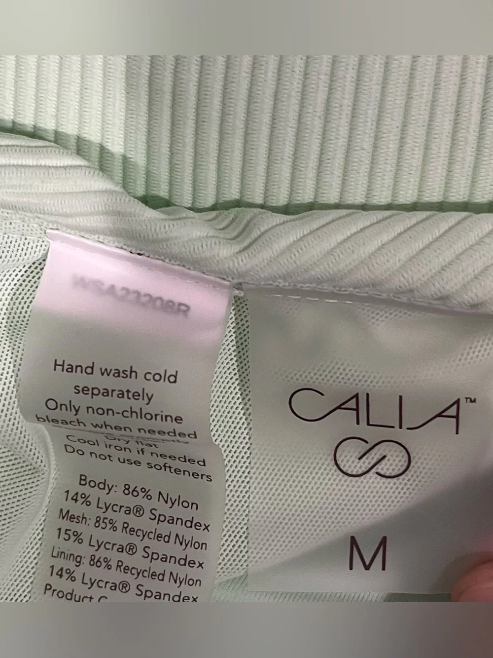 Calia One-Shoulder Ribbed Bandeau Bikini Set in Light Mint